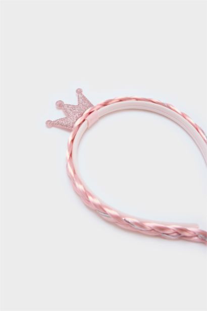 Serre-tête tressé rose pour fille