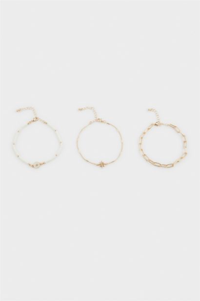 خلخال حريمي ذهبي - 3 قطع