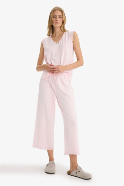 Pijama Takımı Regular Fit Kolsuz Üst Uzun Alt