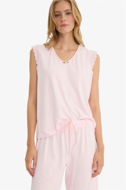 Pijama Takımı Regular Fit Kolsuz Üst Uzun Alt