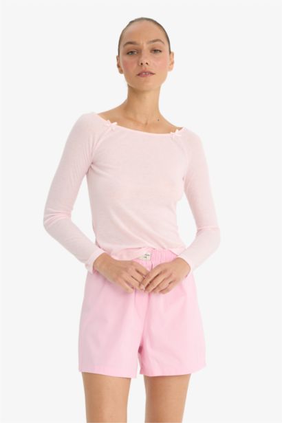 بلوزة بجامة مضلع قصة عادية بياخة عريضة