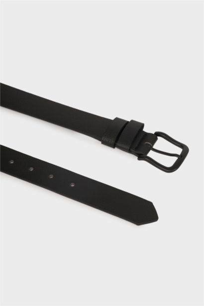 Man Rectangular Buckle Faux Leather Casual Belt