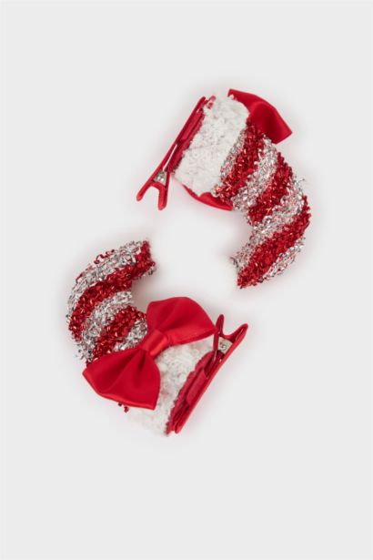 Lot de 2 Barrettes motif canne à sucre de Noël pour femme