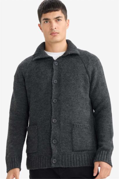 Standard Fit Half Turtleneck Knitwear Cardigan