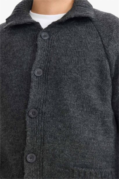 Standard Fit Half Turtleneck Knitwear Cardigan