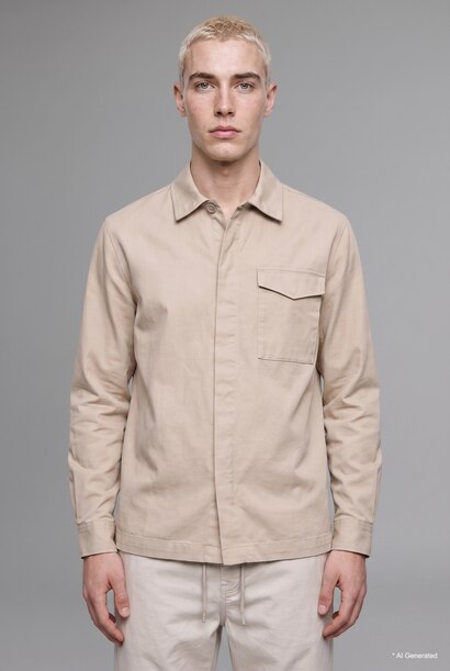 Boxy Fit Basic 100% Cotton Shirt Jacket with Pocket