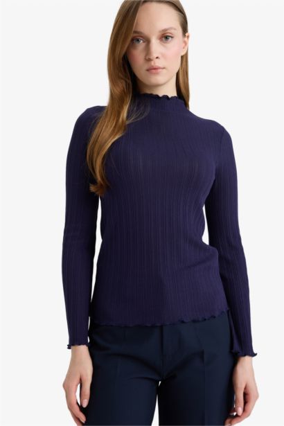 Slım Fıt Fitilli Kaşkorse Uzun Kollu Tunik