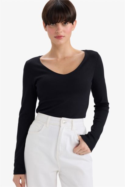 Slim Fit Basic Modal Long Sleeve T-Shirt