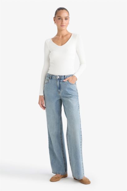 T-shirt basique en modal à manches longues Coupe slim