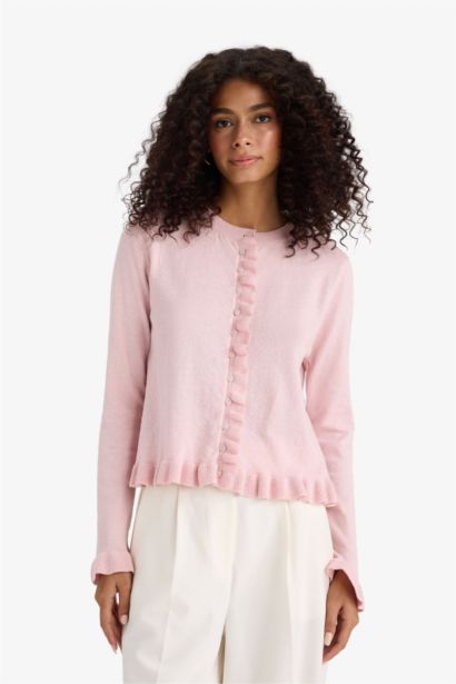 Regular Fit Crew Neck Cardigan