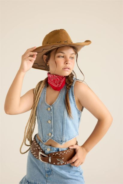 Gilet en jean boutonné pour fille