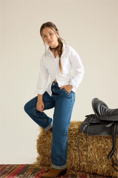 Girl Baggy Fit Wide Leg Jeans