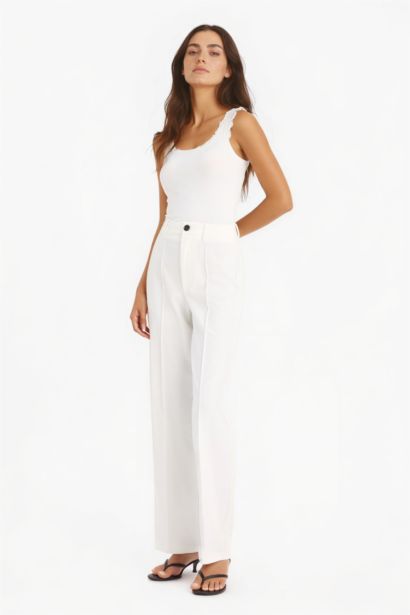 Straight Fit Regular Hem Trousers