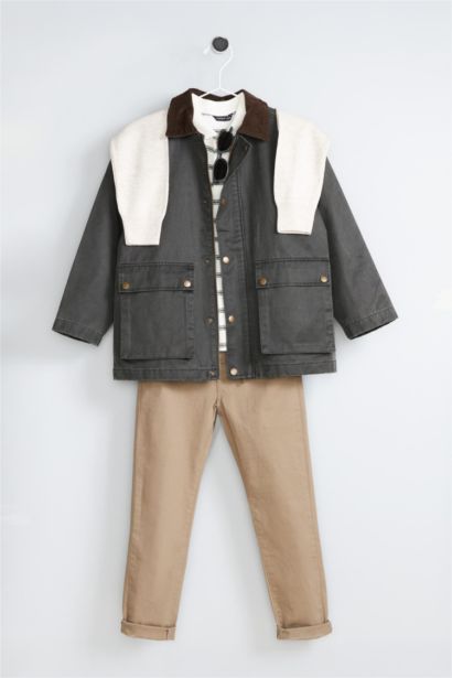 Boy Waterproof Polo Collar Puffer Jacket