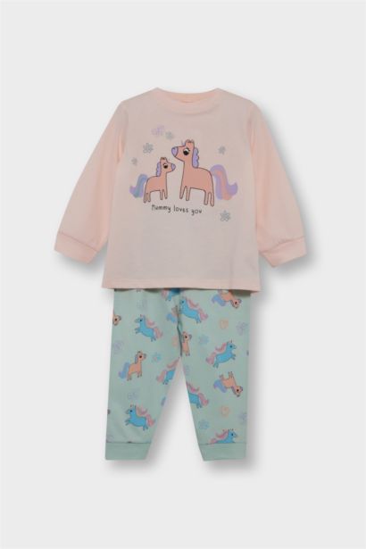 Baby Girl Unicorn Printed Cotton Top Bottoms 4 Piece Pajama Set