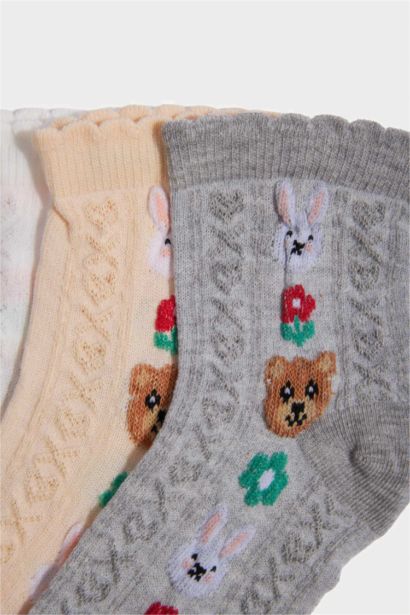 Girl Animal 3 piece Cotton Short Sockss
