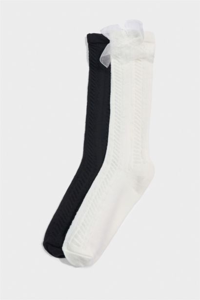 Lot de 2 Chaussettes longues en coton pour fille