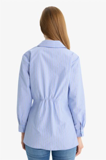 Relax Fit Poplin Striped Long Sleeve Tunic