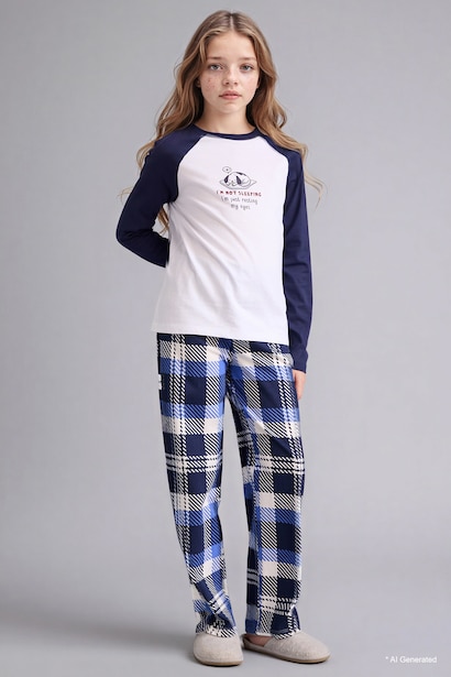 Girl Printed Long Sleeve Top Bottoms 2 Piece Pyjamas Set