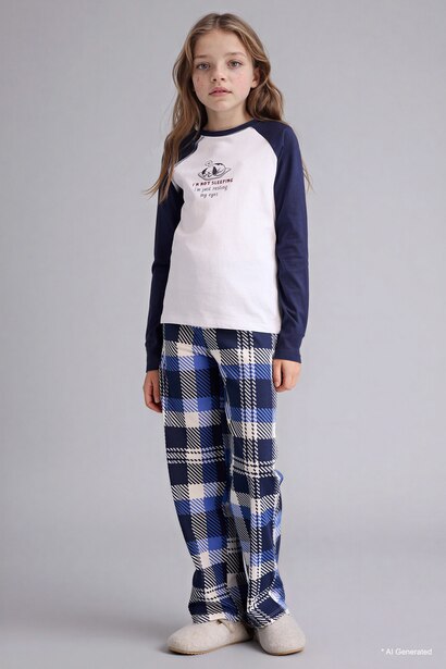 Girl Printed Long Sleeve Top Bottoms 2 Piece Pyjamas Set
