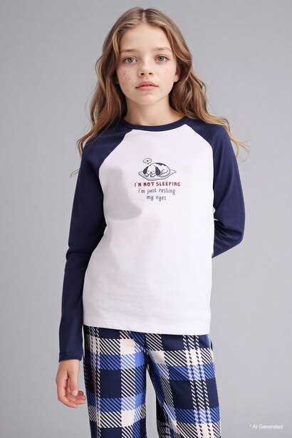 Girl Printed Long Sleeve Top Bottoms 2 Piece Pyjamas Set