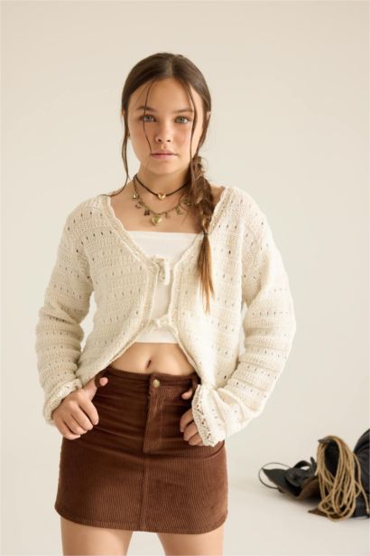 Girl V-Neck Knit Cardigan