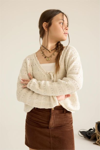 Girl V-Neck Knit Cardigan