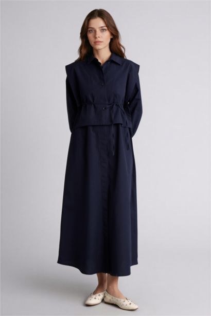 فستان طويل بوبلين ردن طويل