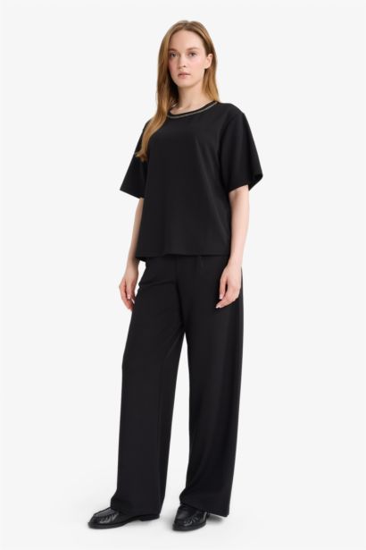 Straight Wide Leg Trousers