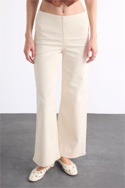Wide Leg With Pockets Gabardine Trousers