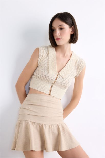 Poplin Elastic Band Mini Skirt