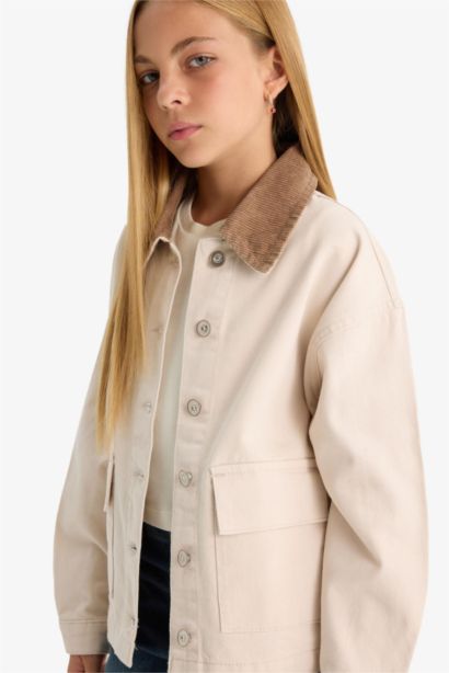Veste en gabardine col chemise pour fille