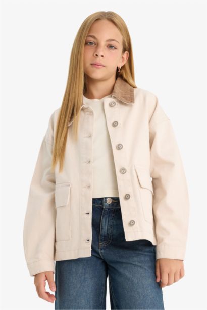 Veste en gabardine col chemise pour fille