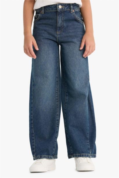 بنطلون جينز بناتي بالون فيت برجل واسع