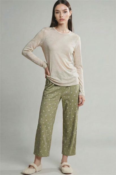 Fall in Love Elastic Waist Patterned Pajama Pants