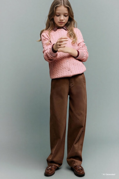 Girl Balloon Fit Gabardine Trousers
