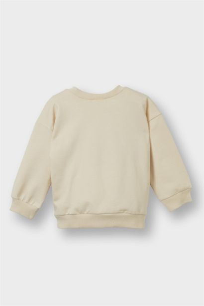 Baby Boy Crew Neck Bear Printed Soft Lining Sweatshirt