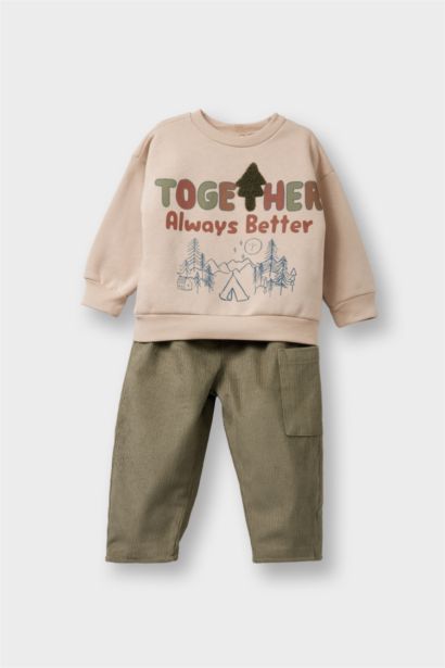 Baby Boy 2 piece Regular Fit Crew Neck Sweatshirt and Pants Set