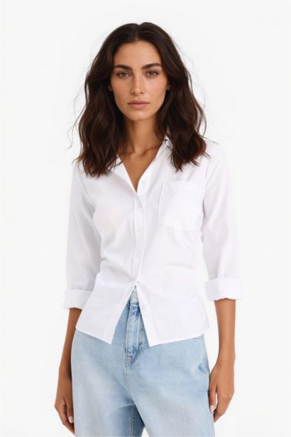 Slim Fit Bengalin Long Sleeve White Shirt