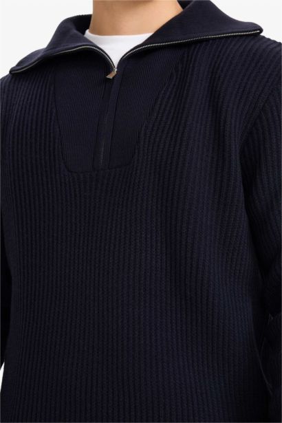 Pull en tricot à col montant zippé Coupe standard