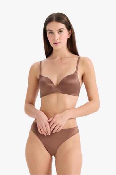 Saten Kaplı Yarım Dolgulu Balensiz Tişört Bra