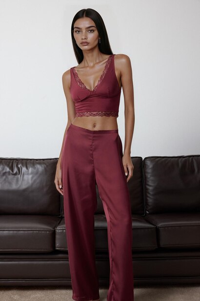 Lace Detail Satin Top