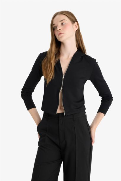 Slim Fit Modal Zippered Hoodie