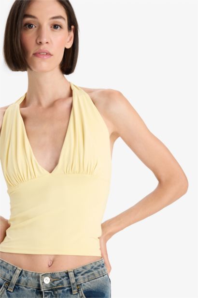 Top à col halter Coupe slim