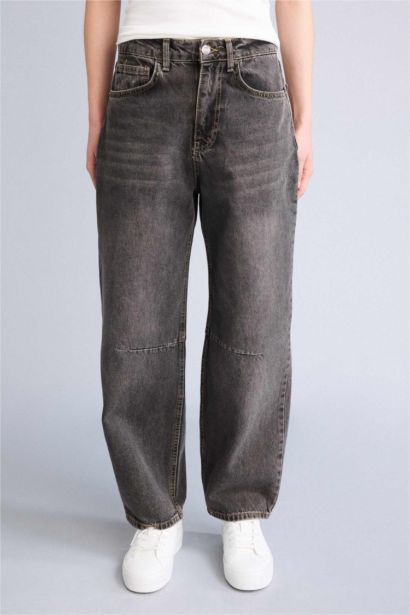 Barrel Fıt Yüksek Bel Bilek Boy Jean Yıkamalı Pantolon