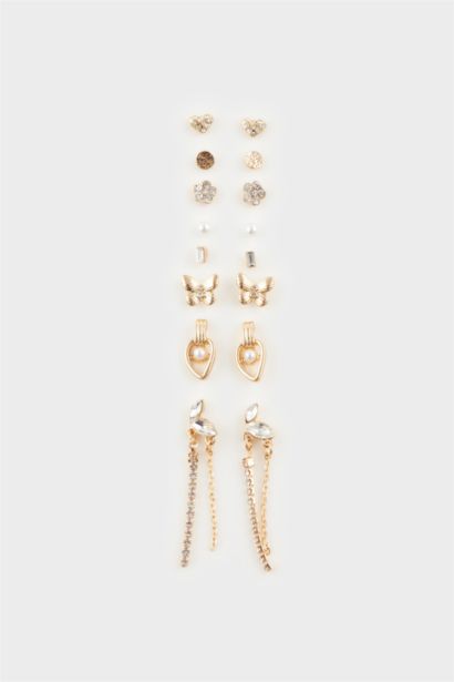 Woman 8 Piece Gold Earrings