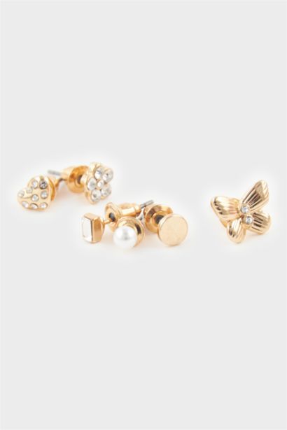 Woman 8 Piece Gold Earrings