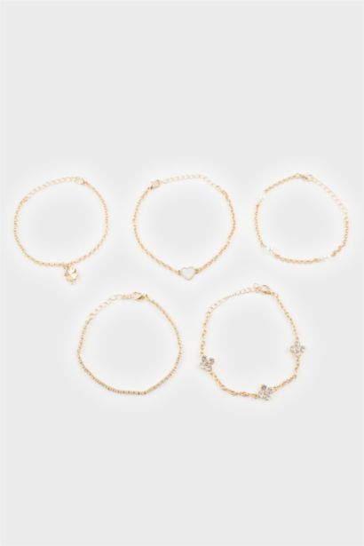Lot de 5 Bracelets dorés pour femme