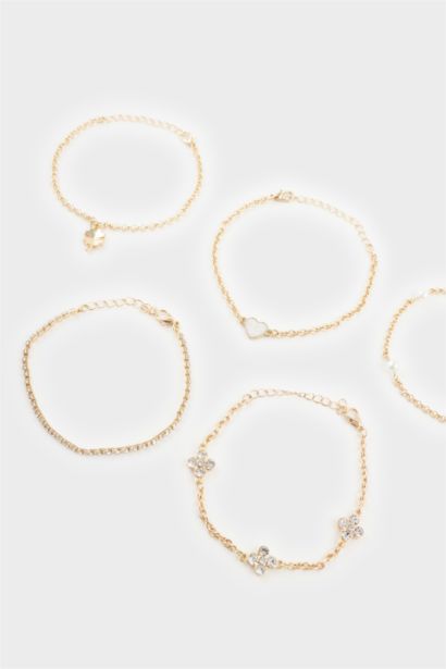 Lot de 5 Bracelets dorés pour femme