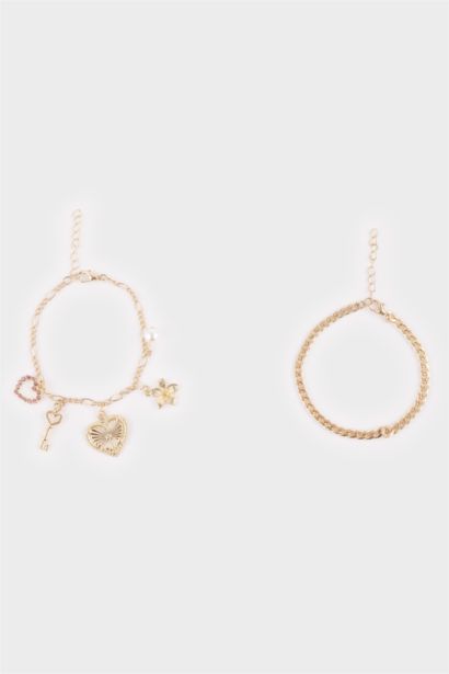 Woman 2 piece Gold Charm Bracelet